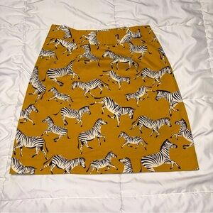 Ann Taylor Factory Mustard Yellow Gold Zebra Print Skirt Size 8